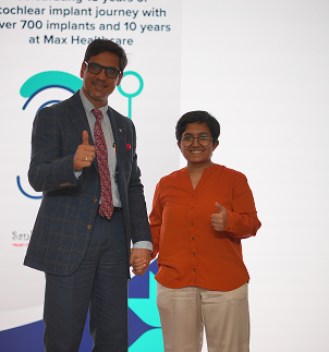 Dr. Sumit Mrig at the Max Healthcare cochlear implant milestone event